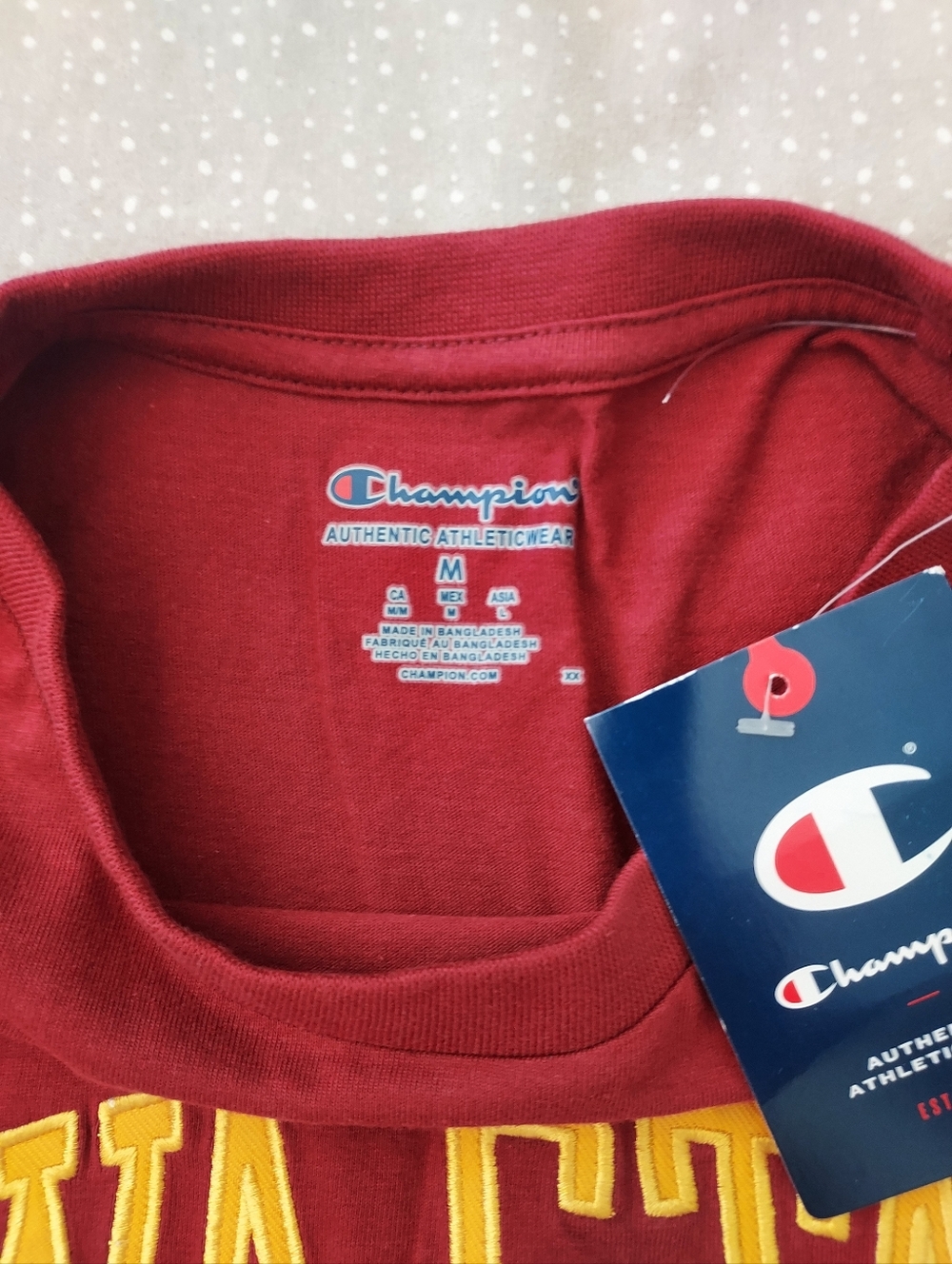 Champion Red Tee with Yellow Embroidered Lettering - Picture 3 of 3